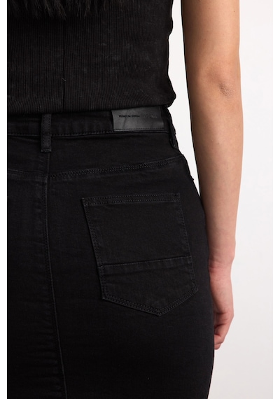 50286-73599 Kadın Regular Fıt Mıdı Denim Etek 50286-73599 Siyah - Siyah