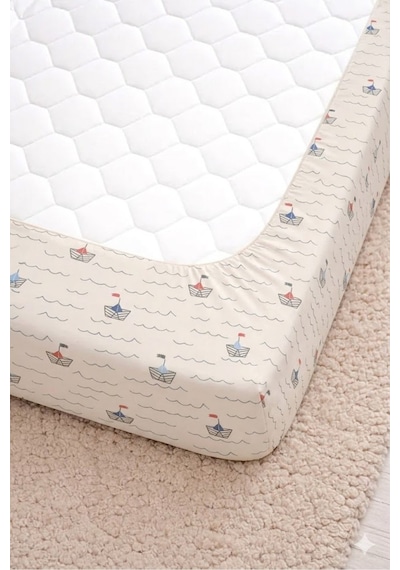 %100 Pamuk Lastikli Bebek Çarşafı + Yastık Kılıfı Park Yatak 60x120 70x110 70x120 Uyumlu Yelkenli