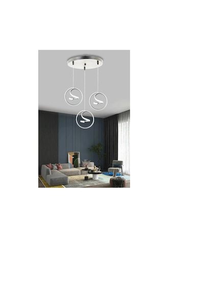 Helezon Modern Sarkıt 3'lü Led Avize - - Kumandalı / Siyah Siyah