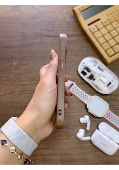 Apple iPhone 14 Uyumlu Premium Deri Dokulu Darbelere Karşı Dayanıklı Nazal Silikon Kılıf Kahverengi