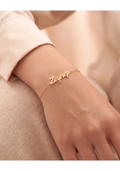 Modern Stil İsimli 14 Ayar Altın Bileklik Sarı