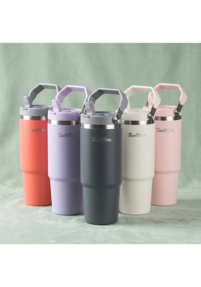 Tnt-8695835420356-gıng V200b-020-01-bej Paslanmaz Çelik Tutmalı Pipetli Termos Bardak 900ml