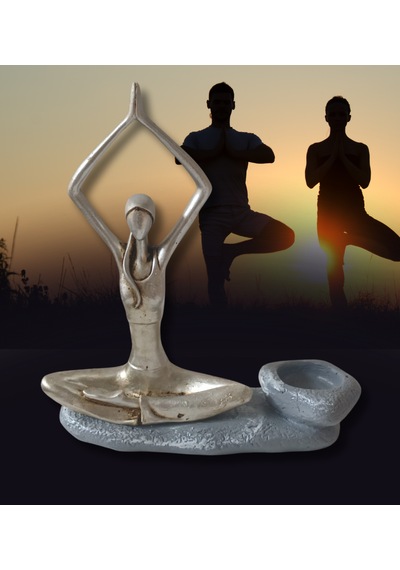 Yogacı Kız Polyester Çubuk Tütsülük Ve Tealight Mumluk Gümüş 0