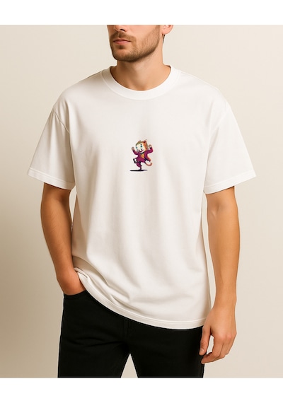 Hugo Boss Jokercat Baskılı T-shirt Beyaz