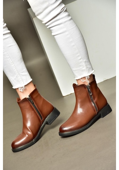 Fox Shoes R374050409 Taba Alçak Tabanlı Kadın Bot Taba