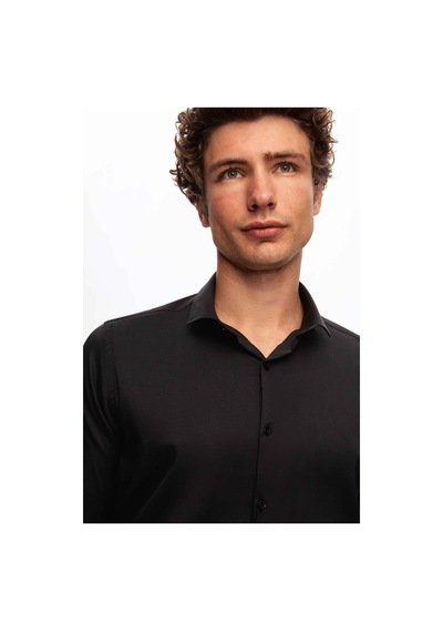 Twn Slim Fit Siyah Düz Gömlek 5ef02ad10288m 001