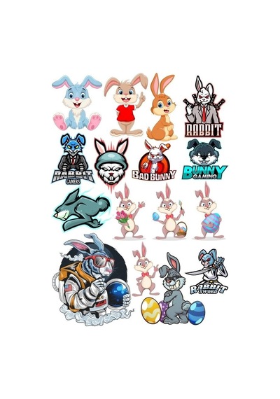 Tavşan Sticker Set-3 13 Parça Telefon, Tablet, Defter, Laptop Sticker