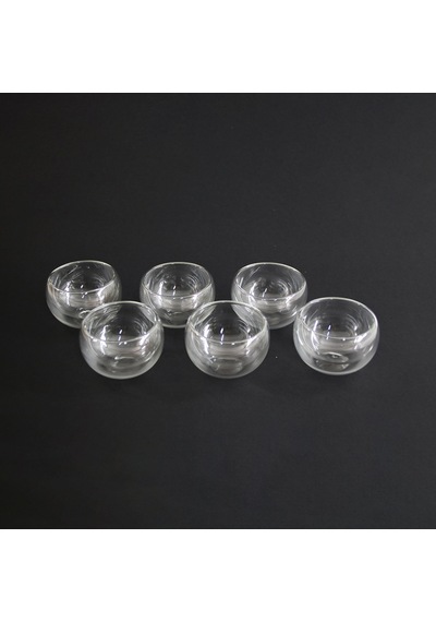 6 Adet Cam Çift Cidarlı Sosluk 50 Ml