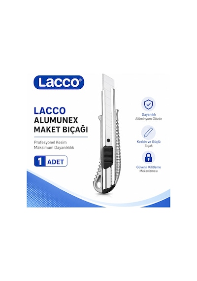 Lacco Alumunex Maket Bıçağı 1 Adet + 5 Kutu 18 Mm Yedek Uç Alüminyum Gövde Kesici Seti