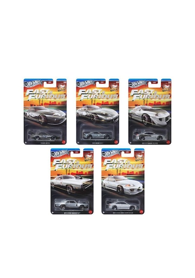 Hot Wheels Siver Series Fast & Furious 25.yıl 5'li Model Araba Seti Hnr88