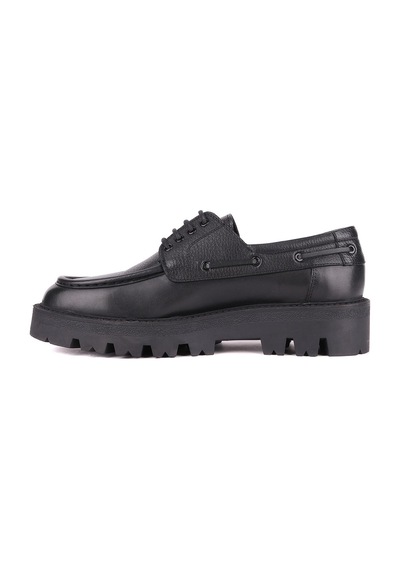 Shoetyle - Siyah Hakiki Deri Bağcıklı Erkek Günlük Ayakkabı 115-k512-1327 Siyah