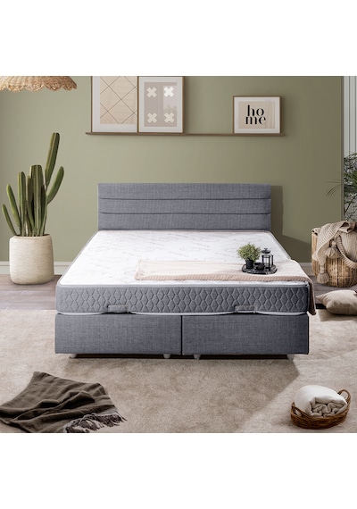 Sofia Çift Kişilik Baza Başlık Letto Yatak Seti - Gri 160 x 200
