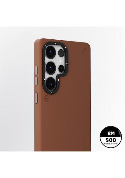 Galaxy S25 Ultra Kılıf Magsafe Uyumlu Mat Deri Desenli Youngkit Tech Fashion Kapak Kahverengi