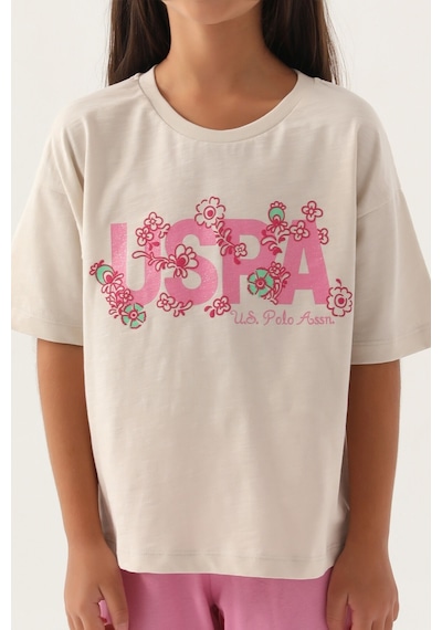 U.s. Polo Assn Lisanslı Daisy Bej Kız Çocuk Pijama Takımı 5274-43085 Bej
