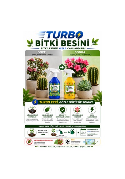 Bitki Besini Seti Turbo Ve Kaktüs Kök Gelişim Destekleyici 2x500 Ml 1 L