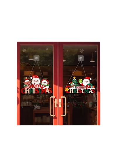 Noel Baba Ve Mutlu Olsunlar Tabelalı Ahşap Kapı Süsü 20x15 Cm 2d Düz Noel Dekoru 1 Adet