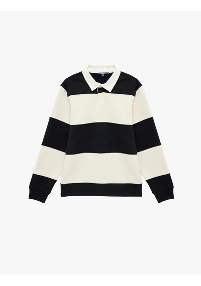 Koton Renk Bloklu Polo Yaka Lacivert Erkek Sweatshirt 6wam70067mk Lacivert