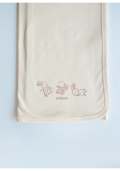 Organik New Basic Tek Kat Battaniye Natural Krem