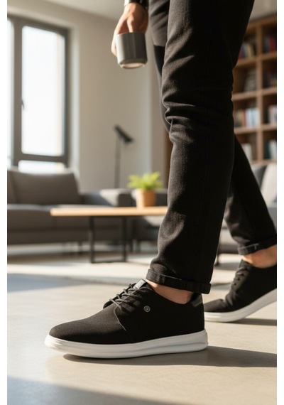 Enoch Erkek Smart Sneaker - Minimalist Tasarım Yumuşak Dokulu Beyaz Esnek Tabanlı Şehir Ayakkabısı Sıyah Baskılı Enoch Erkek Smart Sneaker - Minimalist Tasarım Yumuşak Dokulu Beyaz Esnek Tabanlı Şehir Ayakkabısı Sıyah Baskılı