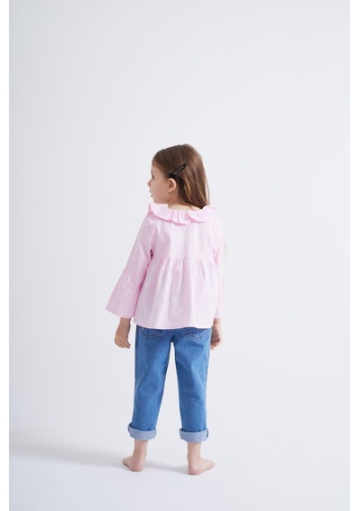 Oliventhekid Pembe Poplin Bluz Pembe Pembe