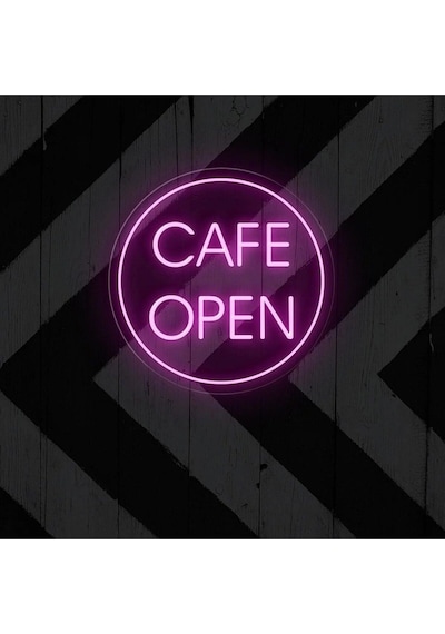 Cafe Open Yazılı Neon Tabela Pembe