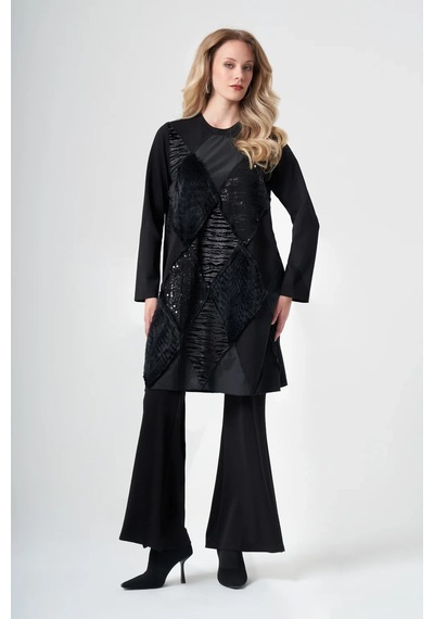 Misswhence Patchwork Tunik 40009 Siyah
