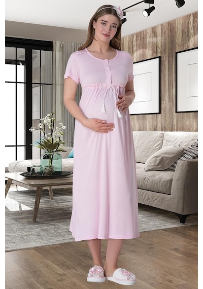 Mecit Pijama Mecit 6012 Bayan Pembe Hamile Lohusa Gecelik 001