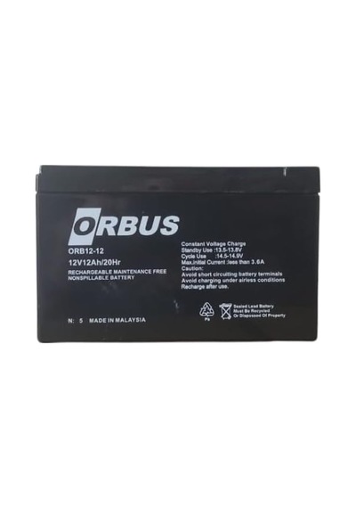 Orbus 12v 12 Amper Agm Akü Ebatlar: 150x97x95mm