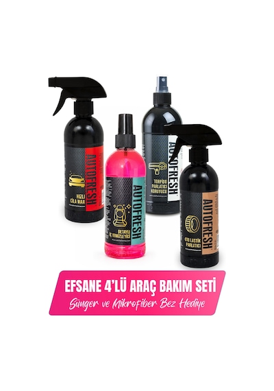 Araç Efsane 4'lü Oto Bakim Temizlik Seti Sünger Ve Mikrofiber Bez