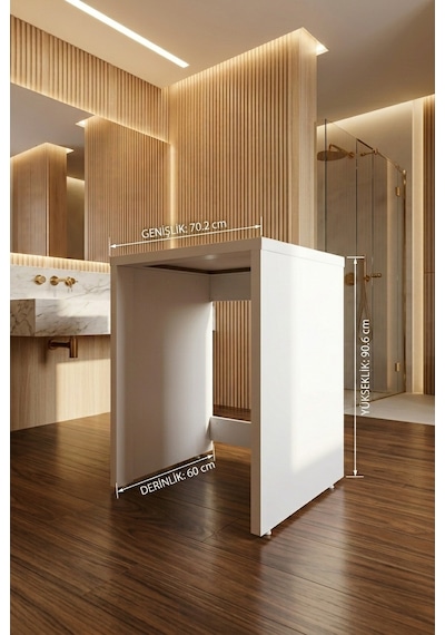 Maya Çamaşır Makinesi Dolabı 36 Mm Kalınlaştırmalı Mdf Çok Amaçlı Banyo Dolabı Beyaz