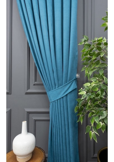 Evdepo Home Deniz Soft Pileli Fon Perde Turkuaz