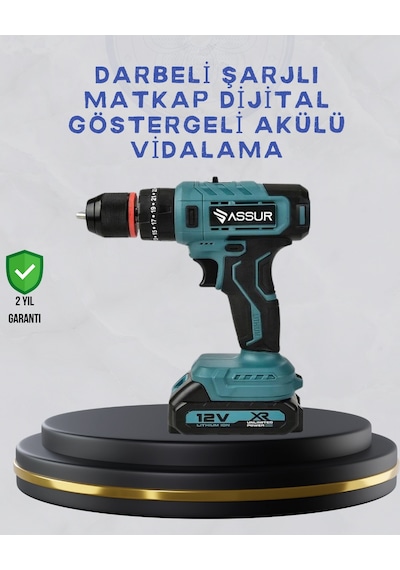 Hnrlıshp Çift Bataryalı Şarjlı Matkap Dijital Ekranlı Set