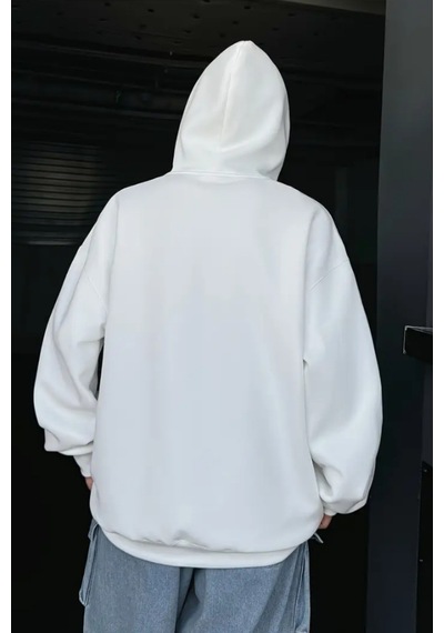 Tarz Cool Erkek Kapüşonlu Oversize Sweatshirt Mavi
