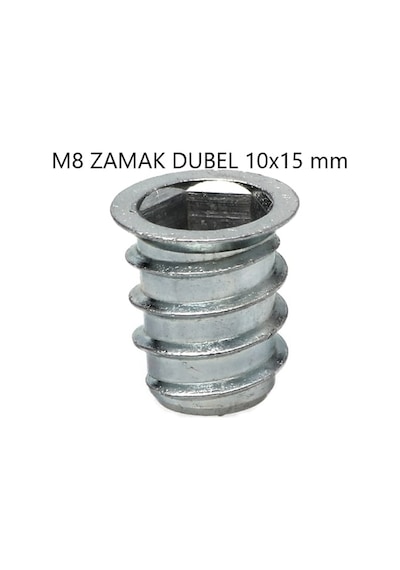 Metal Dübel Ahşap Mobilya Bağlantı Zamak Vida Yuvası M8 10X18 10 Adet