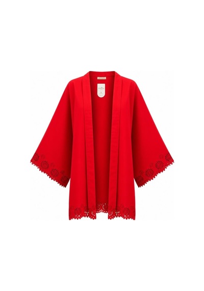 Lila Mare Pamuk Fistolu Pullu Kimono Renkli Renkli