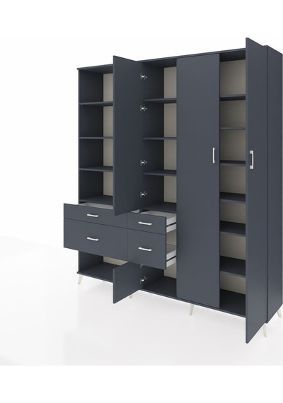 Hyperion Dolap 14 Raflı 4 Çekmeceli 4 Kapaklı 220x44x243 Antrasit-antrasit/antrasit Antrasıt/antrasıt Hyperion Dolap 14 Raflı 4 Çekmeceli 4 Kapaklı 220x44x243 Antrasit-antrasit/antrasit Antrasıt/antrasıt