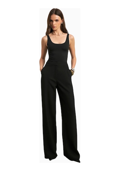 Because Of Alice Effortless Wide Leg Trousers Geniş Paça Dökümlü Kadın Pantolon Siyah