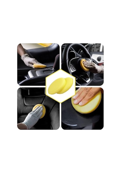 Wonkey - Oto Pasta Cila Wax Pedi Süngeri, Araba Ve Torpido Parlatma Ve Temizleme Aplikatörü, Polisaj Süngeri, Deri Koltuk Parlatma, Araç Boya Parlatma Ve Wax Uygulama Pedi 4 Adet