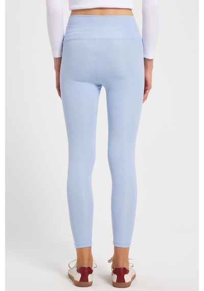 Tudors Kadın Slim Fit Dar Kesim Scuba Kumaş Beli Lastikli Mavi Tayt-42443 Mavi
