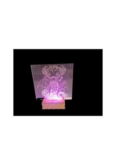 Şeffaf İlizyon Led Gece Lambası Sevimli Dinazor Görseli 16x18 Cm Çok Renkli Çok Renkli