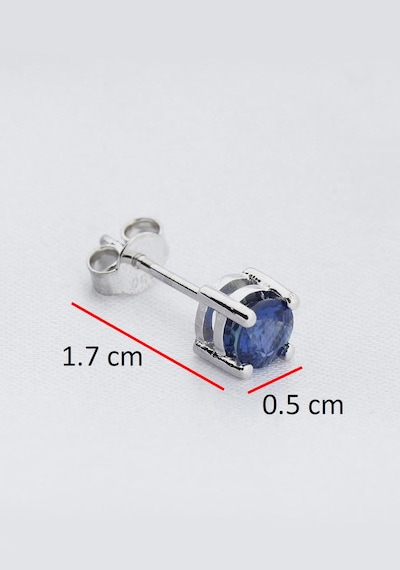 14 Ayar Altın 0.64 Karart Safir Tektaş Tek Küpe Çift Değildir Beyaz