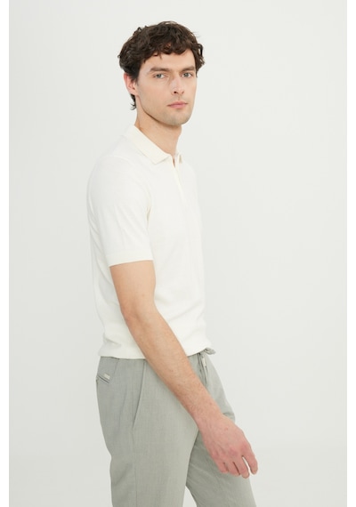 AC&Co / Altınyıldız Classics Erkek Ekru %100 Pamuk Standart Fit Normal Kesim Polo Yaka Triko Tişört -  Ekru