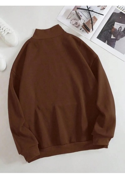Altamira Unisex Dik Yaka Yarım Fermuarlı Oversize Sweatshirt 001