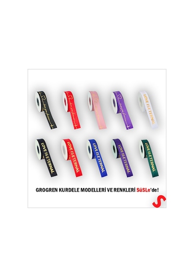 Grogren Kurdele Eternal Altın Baskılı, 2,5cm X 23mt - Yeşil 0 - 99
