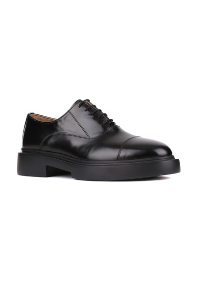Shoetyle - Siyah Açma Deri Bağcıklı Erkek Klasik Ayakkabı 250-2014-781-siyah Siyah