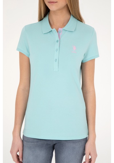 U.S. Polo Assn.  Kadın Su Yeşili Basic Polo Yaka Tişört 50289361-VR083