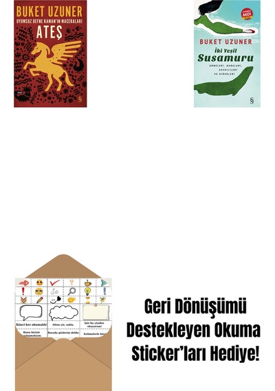 Uyumsuz Defne Kaman'ın Maceraları - Ateş + İki Yeşil Su Susamuru Midi Boy + Okuma Sticker'ları
