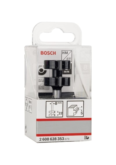 Bosch Standard Seri Ahşap İçin Çift Oluklu. Sert Metal Dilli Birleşim Frezesi 8x25x58MM - 2608628353