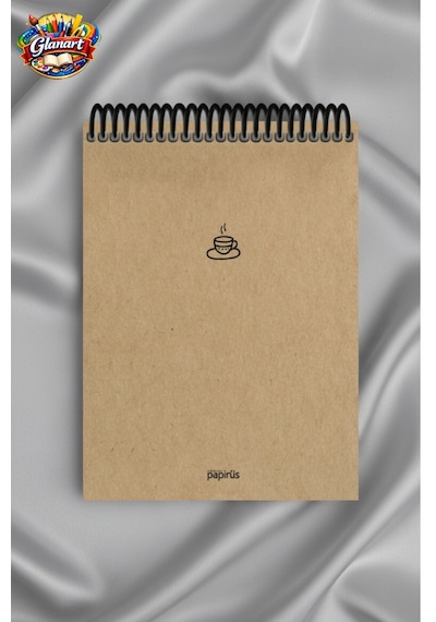 Üstten Spiralli 100 Yaprak Çizgili Orta Boy Sert Kapak Bloknot Defter Kraft Kağıt 16x23 Cm