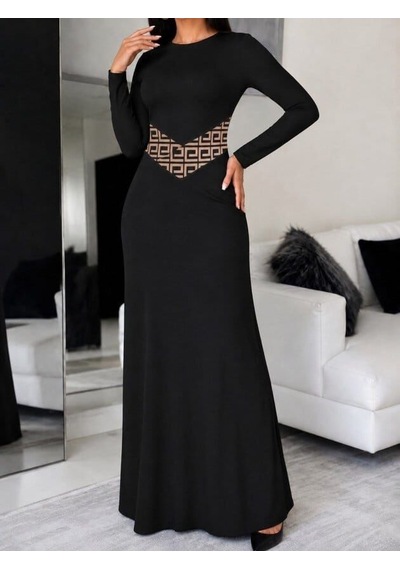 Meridefashion Uzun Kollu Bisiklet Yaka Bel Geometrik Korsaj Detaylı Uzun Dalgıç Elbise - 62682 L/xl Siyah Meridefashion Uzun Kollu Bisiklet Yaka Bel Geometrik Korsaj Detaylı Uzun Dalgıç Elbise - 62682 L/xl Siyah